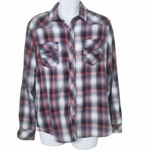 𝅺ROCK &  Republic Plaid Roll-Sleeve Button Shirt-Men